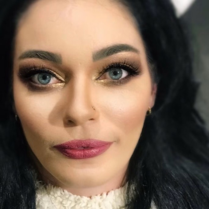 Soft glam makeup close-up